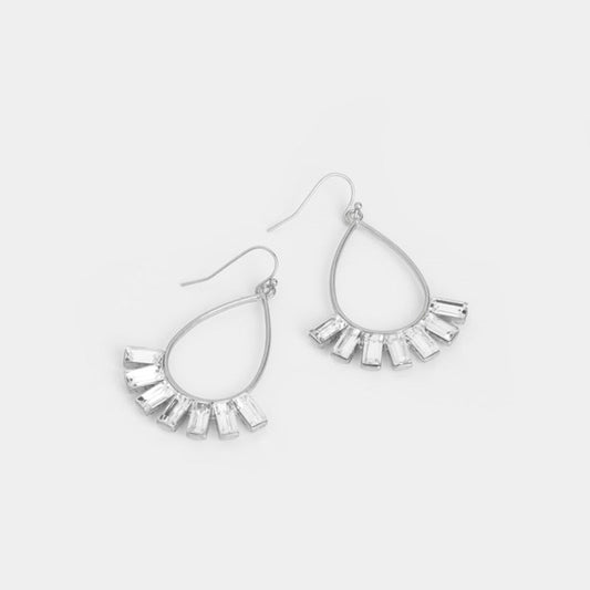 Whispers Bejeweled Teardrop Dangles - Silver